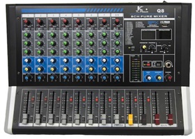MIXER Q8 K.Power,9 Channel signal input and one channel stereo input  One main channel output