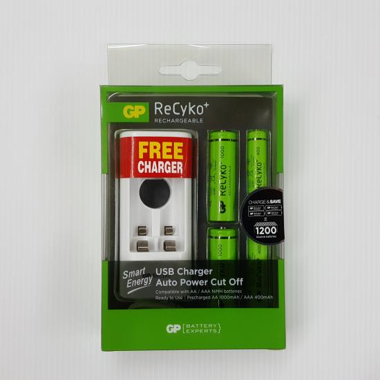 เครื่องชาร์จพร้อมถ่าน GP GPU211100/40SMFRTH-4