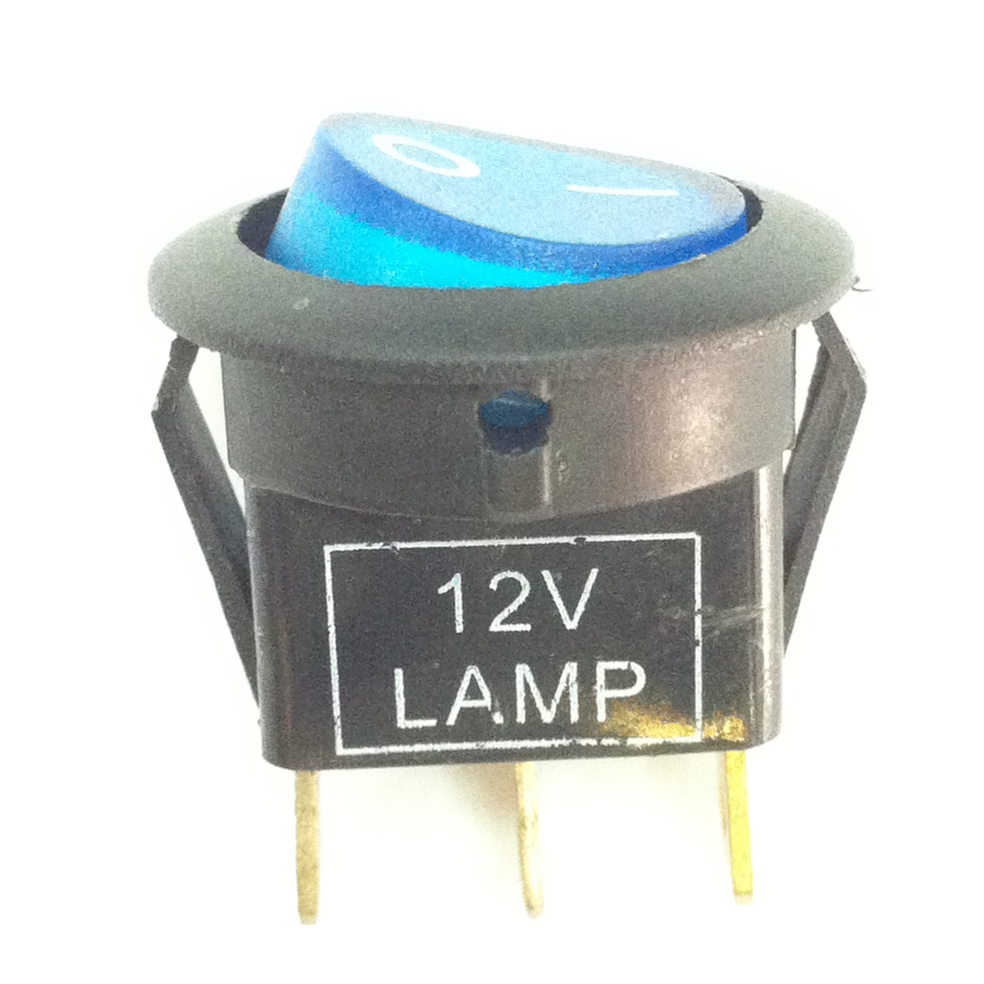 SW สวิทซ์สับกลมมีไฟ 12V 3 ขา สีน้ำเงิน