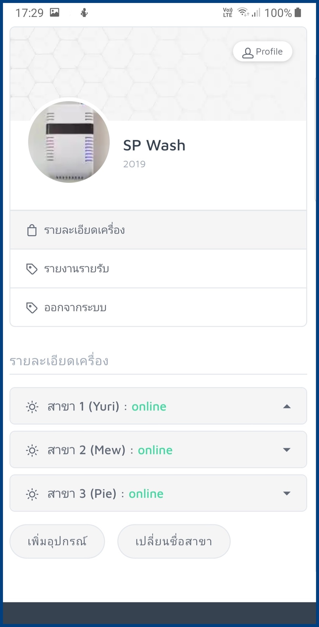 ระบบตรวจสอบสถานะเครื่องซักผ้าหยอดเหรียญ
